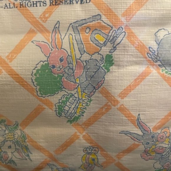 Vintage Avon Springtime Bunny Collection Tablecloth. 52" square, Vinyl New - Picture 6 of 7
